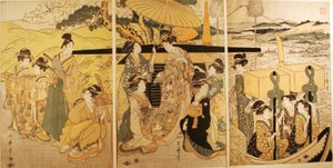 Bij de veerbootlanding door Kitagawa Utamaro