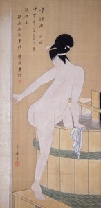 Baden in koud water door Kitagawa Utamaro