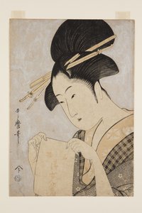 Schoonheid met een Handdoek door Kitagawa Utamaro