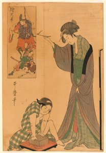 Een muis vangen door Kitagawa Utamaro