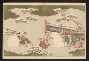 Chinese jongens spelen in de sneeuw