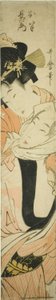 Choemon draagt Ohan op zijn rug door Kitagawa Utamaro
