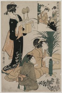 Chushingura: Act IV van De Schatkamer van Loyaliteit door Kitagawa Utamaro