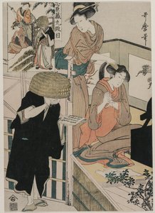Chushingura: Act IX van Het Pakhuis van Loyaliteit door Kitagawa Utamaro