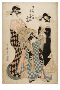 courtisane Meizan uit het Chojiya bordeel, ca. 1755-1806 (houtsnede op papier) door Kitagawa Utamaro