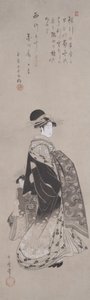 courtisane in processie door Kitagawa Utamaro