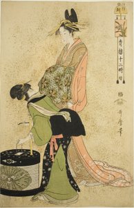 Uur van de Haan, uit de serie "Twaalf Uren in Yoshiwara"