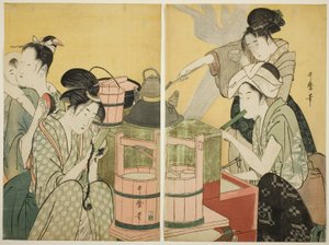 Keukenscène door Kitagawa Utamaro