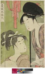Muskietennet, uit de serie Model Jonge Vrouwen in Mist door Kitagawa Utamaro