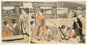 Boven en Onder de Ryogoku Brug (Ryogokubashi no ue, shita) door Kitagawa Utamaro