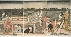 Pleziervaart op de Sumida-rivier door Kitagawa Utamaro