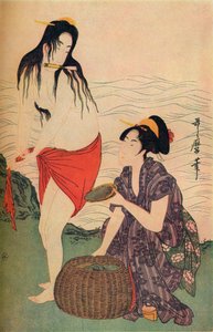 Rechter paneel van De parelduikers drieluik door Utamaro, ca. 1797-98, 1936
