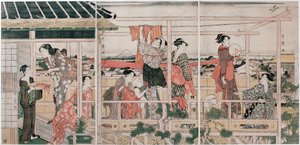 Kleding drogen door Kitagawa Utamaro