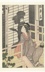 Serveerster van het Matsu Higashiya theehuis door Kitagawa Utamaro