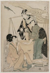 Settsu Provincie uit de serie Modieuze Zes Juweelrivieren Furyu Mu Tamagawa, c. 1804 door Kitagawa Utamaro