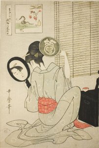 Takashima Ohisa door Kitagawa Utamaro