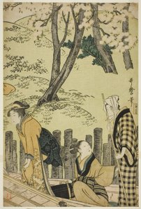 De Oever bij Mimeguri door Kitagawa Utamaro