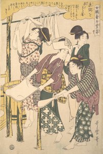 Het maken van zijdefloss, ca. 1790 door Kitagawa Utamaro