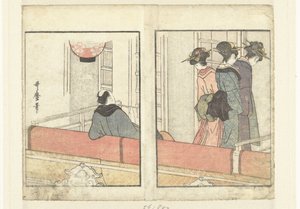 Theaterloge door Kitagawa Utamaro