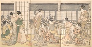 Drie dronken courtisanes, 1790s door Kitagawa Utamaro