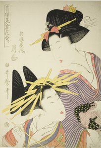 Tsukioka van de Hyogoya (Hyogoya uchi tsukioka), uit de serie "Seiro bijin meika awase", ca. 1801 (kleurenhoutsnede; oban) door Kitagawa Utamaro