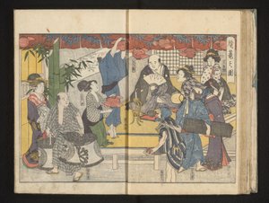 Voorbereidingen voor het lantaarnfestival door Kitagawa Utamaro