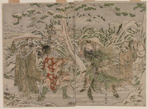 Winterscène uit de Roman van de Drie Koninkrijken door Kitagawa Utamaro