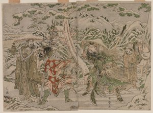 Winterscène uit de Romance van de Drie Koninkrijken, ca. 1790 door Kitagawa Utamaro