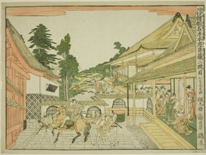 Act II (Nidanme), uit de serie "Perspectiefbeelden van het Magazijn van Loyale Retainers" door Kitao Masayoshi