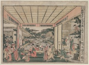 Chushingura: Act VII (uit de serie Perspectiefbeelden voor Het Schathuis van Loyaliteit) door Kitao Masayoshi