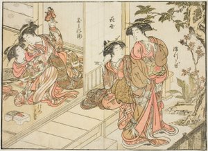 Courtisanes van Maruebiya, uit het boek "Spiegel van Mooie Vrouwen van de Plezierkwartieren (Seiro bijin awase sugata kagami)," deel 2 door Kitao Shigemasa