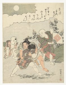 De achtste maand (Spelletjes bij maanlicht) door Kitao Shigemasa