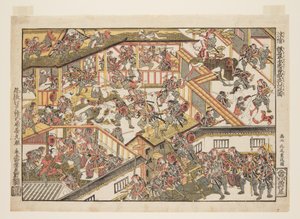De nachtelijke aanval vanuit het pakhuis van loyaliteit, nieuwe perspectieven door Kitao Shigemasa