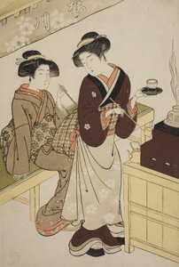 Het Sakuragawa-theehuis, ca.1777 door Kitao Shigemasa