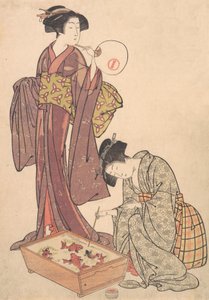 Twee vrouwen die vissen voeren, 1739-1820
