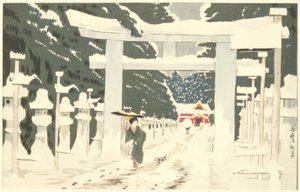 Zware sneeuw bij Toshogu-schrijn in Ueno
