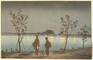 Nacht op de Sumida-rivier door Kiyochika Kobayashi