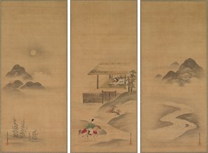Minamoto no Nakakuni Bezoekt Lady Kogō door Kiyohara Yukinobu
