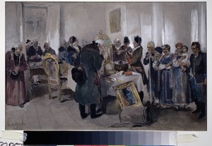 Veiling van lijfeigenen door Klavdiy Vasilievich Lebedev
