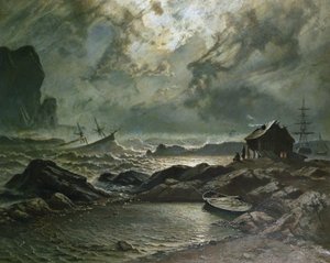 Storm aan de Noorse kust