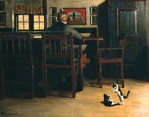 Interieur met speelse kittens