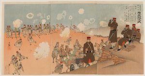 Kolonel Kumamoto Masaji, Regimentscommandant van de Keizerlijke Garde Artillerie door Kobayashi Kiyochika