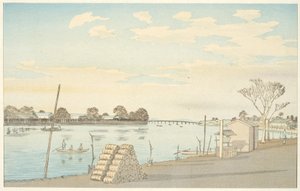 De Fuji-view-veerboot, de rivier Ōkawa door Kobayashi Kiyochika