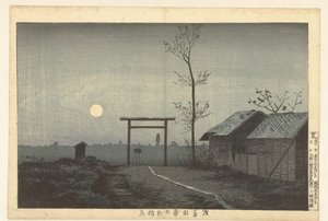 Het Taro Inari heiligdom in de rijstvelden te Asakusa door Kobayashi Kiyochika