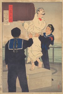Matroos Tanaka Ichitaro, uit de serie Spiegel van leger- en marinehelden..., 1895 Meiji 28, 7e maand door Kobayashi Kiyochika