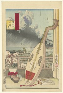 Suijin bos aan de rivier de Sumida door Kobayashi Kiyochika