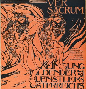 Cover voor het februarinummer 1898 van Ver Sacrum, het tijdschrift van de Art Nouveau Sezession-beweging ... door Koloman Moser