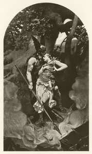 Wotan neemt afscheid van Brunhild (gravure)
