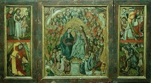 Kroning van de Maagd; Doop van Christus; Dood van St. Johannes de Doper; St. Joris die de draak doodt (drieluik)