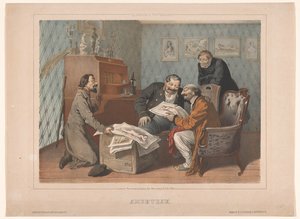 Prentverkoper biedt kunstwerken aan een verzamelaar van erotica aan door Konstantin Aleksandrovich Trutovsky